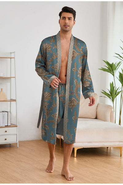 Bata Estampada para Hombre con Mangas Largas y Pantalón Corto - Image 48