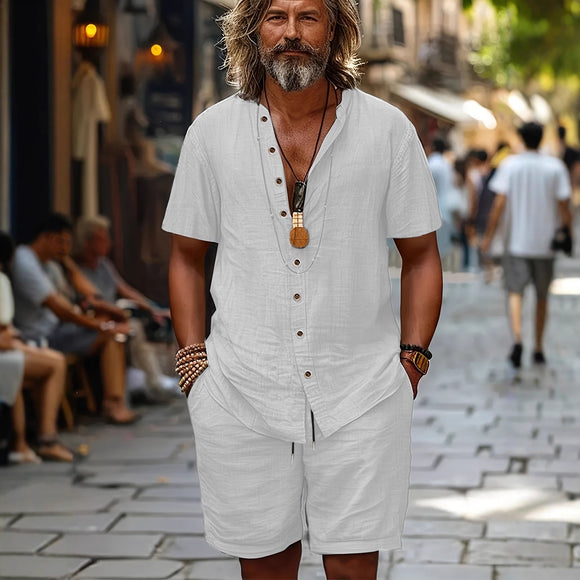 Conjunto de Camisa y Shorts en Algodón-Lino: Comodidad y Estilo