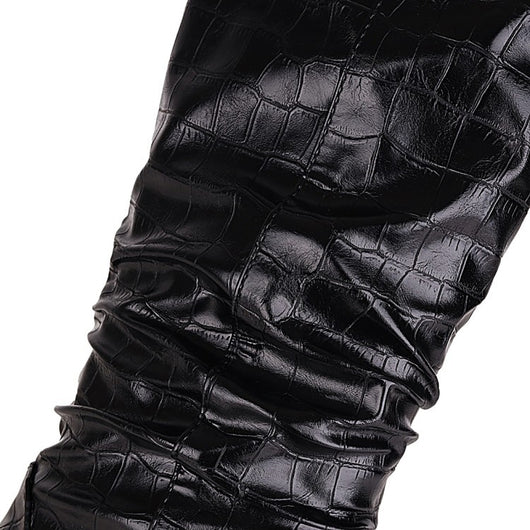 Botas Altas de Tacón Cuadrado con Punta Afilada y Cuero Grabado - Image 19