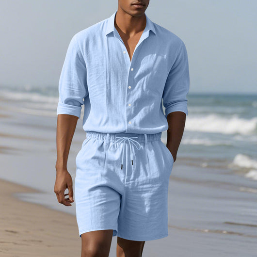 Conjunto de Playa: Camisa Manga Larga y Shorts Casuales - Image 27