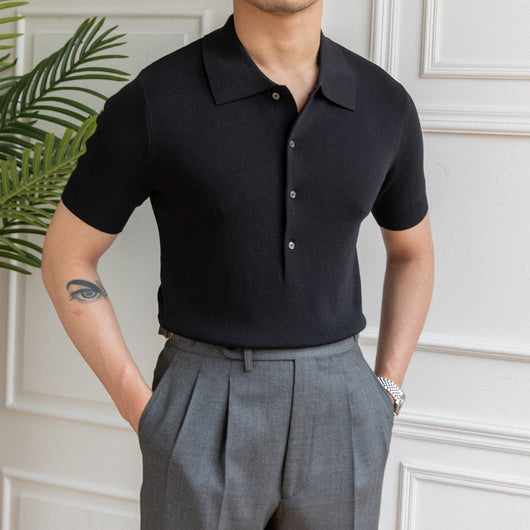 Polo Slim Fit de Manga Corta en Color Sólido - Image 11