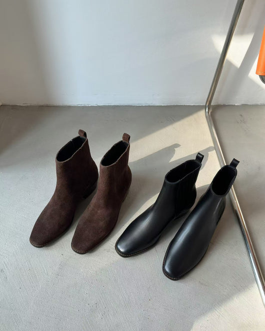 Botas Tobilleras Estilo Francés en Cuero Genuino con Punta Cuadrada y Tacón Robusto - Image 9
