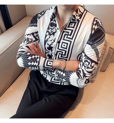 Camisa Manga Larga Estampada Slim Fit para Hombre - Image 29