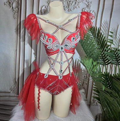 Bikini Azul Ahumado Brillante con Cadena - Estilo Vacacional - Image 24