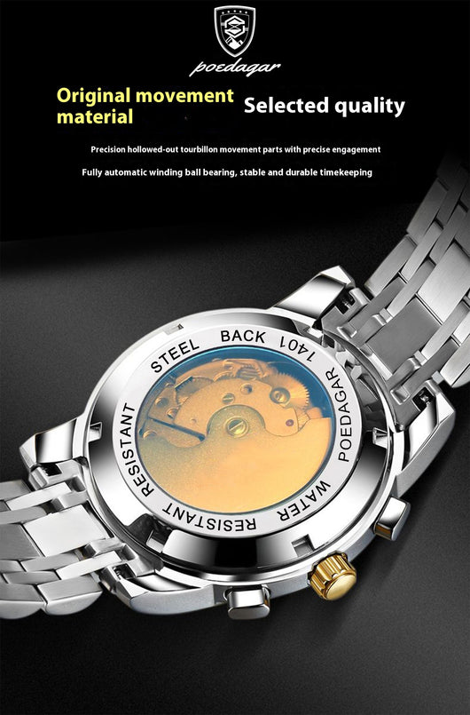 Reloj Automático Mecánico Impermeable Multifuncional para Hombre - Image 14