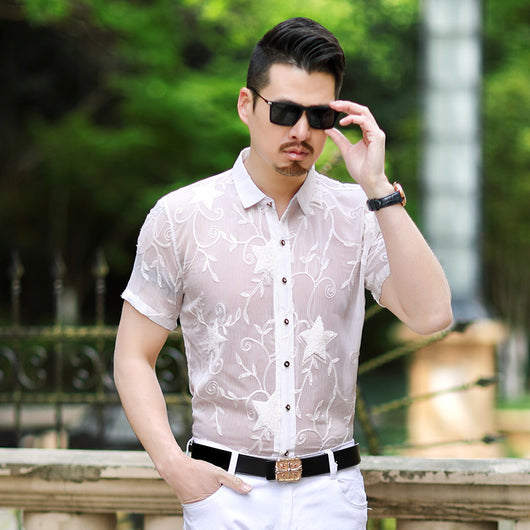 Camisas Casuales Slim Fit para Hombre con Bordado Hueco - Sin Planchado - Image 3