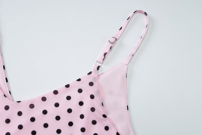 Enterizo Polka Dot Escote V Ajustado Sexy con Tirantes - Image 11