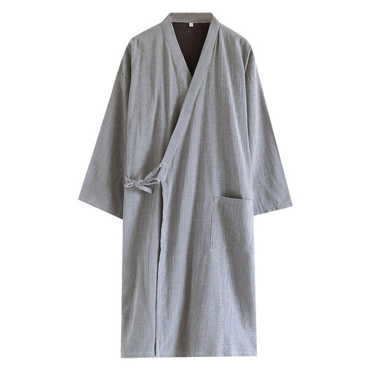 Bata Kimono de Algodón Puro para Hombre - Diseño Tradicional Japonés con Cordones - Image 5