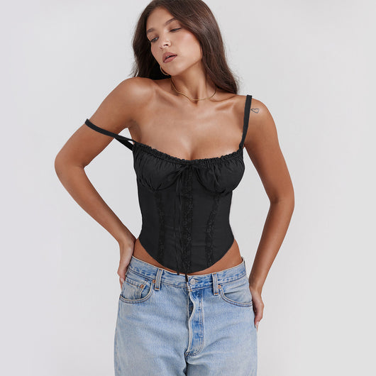 Chaleco Sensual de Encaje Francés con Tirantes Delgados - Image 21