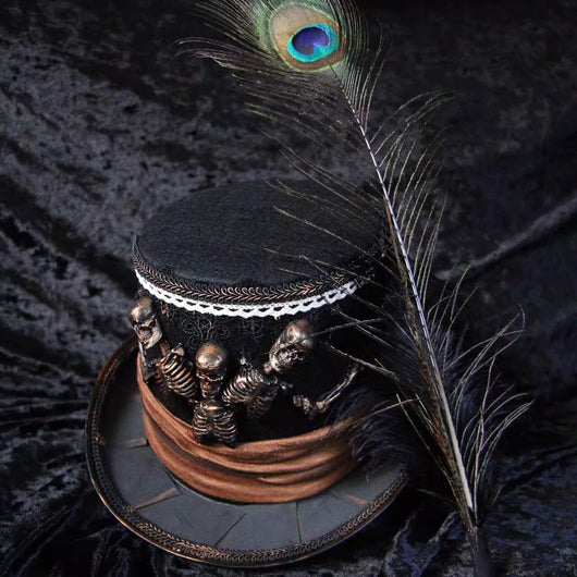 Sombrero Steampunk de Calavera y Plumas de Pavo Real - Estilo Pirata Vintage - Image 4