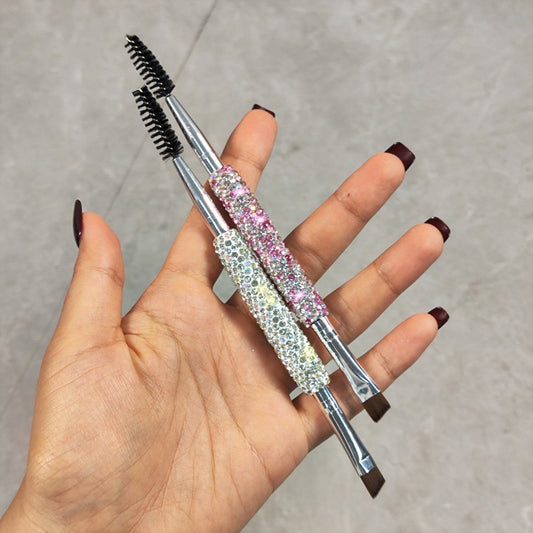 Cepillo de Cejas Dual con Incrustaciones de Diamante - Portátil y Profesional