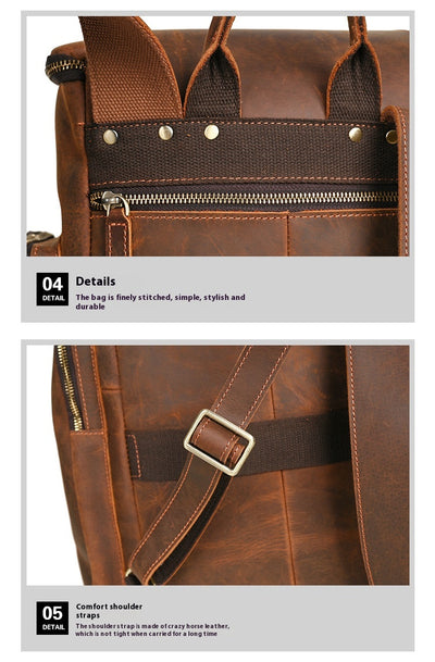 Mochila de Cuero Crazy Horse para Hombre - Piel de Res Premium - Image 18