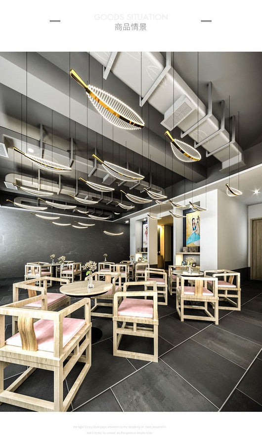 Lámpara Colgante Artística Hoja Creativa para Hoteles y Oficinas - Image 14