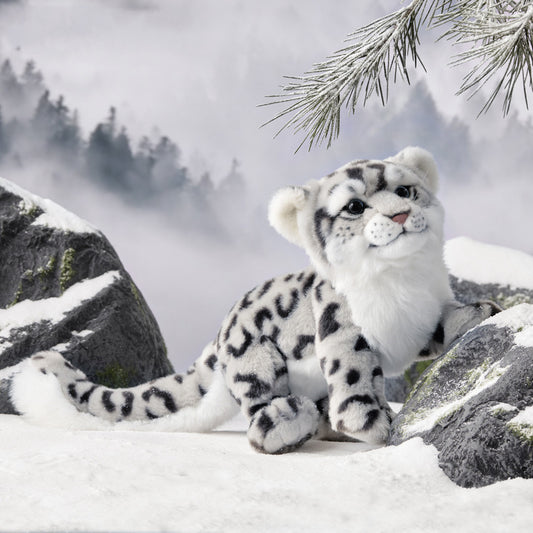 Peluche Leopardo de Nieve - Juguete Realista de Simulación