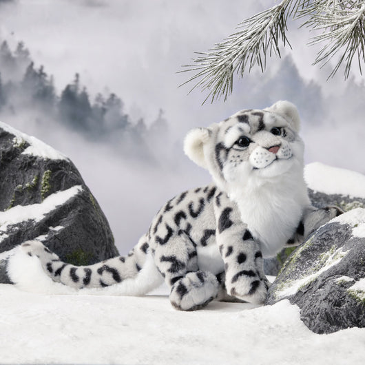 Peluche Leopardo de Nieve - Juguete Realista de Simulación