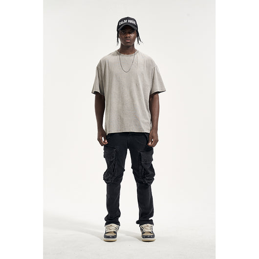 Pantalones Harem Cargo Desgastados con Múltiples Bolsillos para Hombre - Image 14
