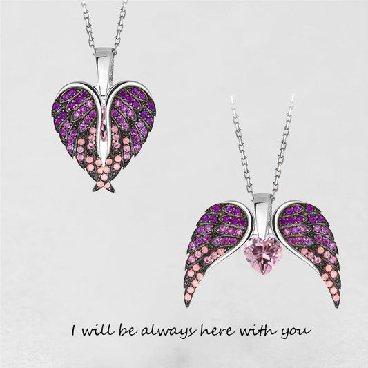 Collar Alas de Ángel con Corazón de Circonia para Mujer - Image 2