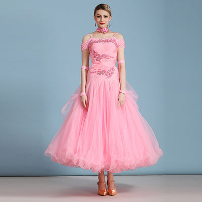 Vestido de Danza Moderno Ajustado con Strass y Mangas Cortas - Image 9