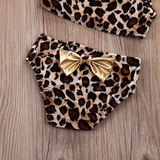 Traje de Baño Estampado Leopardo con Hombro Descubierto para Niñas - Image 18