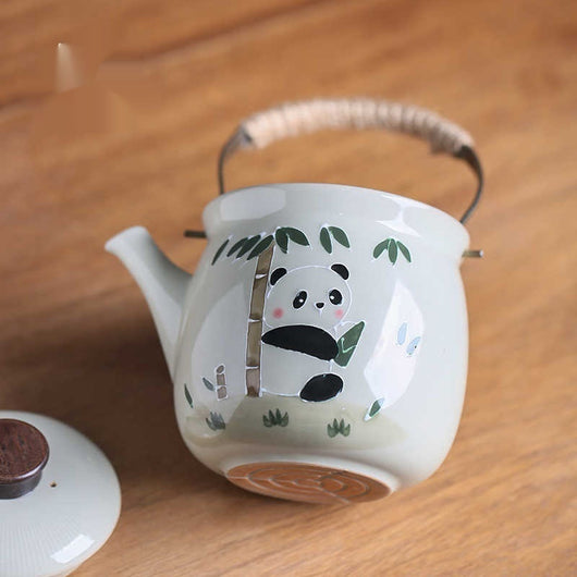 Tetera Kung Fu Panda Pintada a Mano con Asa de Lazo - Juego de Té Tradicional Grande - Image 8