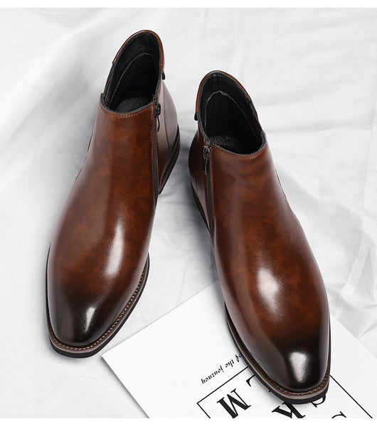 Botas Altas Retro de Cuero para Hombre - Estilo Formal Clásico - Image 8