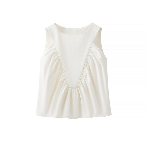 Chaleco Plisado para Mujer Cuello Redondo sin Mangas - Image 6