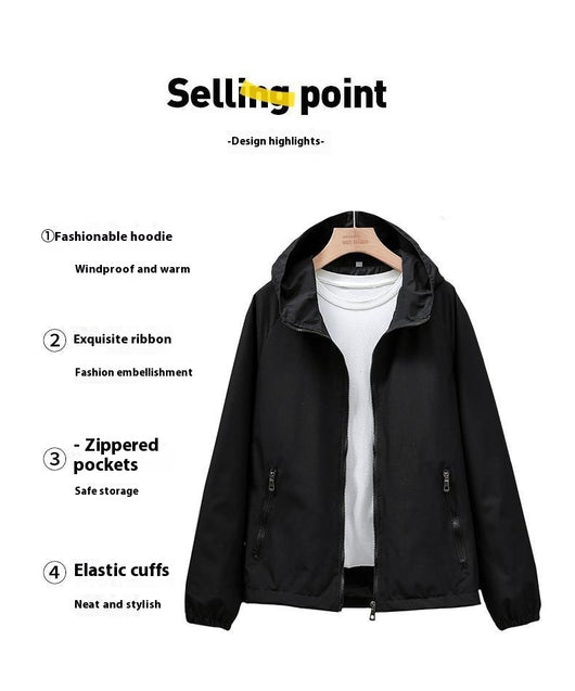 Chaqueta Hoodie Suelta Cropped Talla Grande Mujer - Ligera y Casual - Image 17