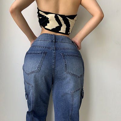 Pantalón Recto Ancho de Cintura Alta con Bolsillos - Image 12