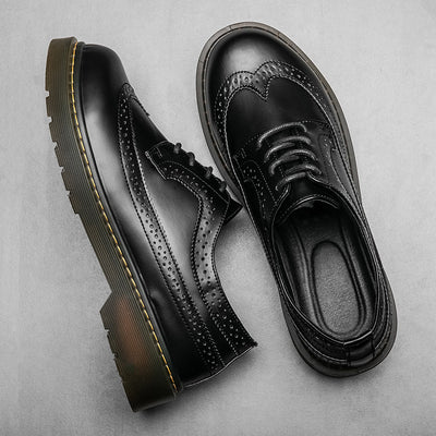 Zapatos de Cuero Retro con Plataforma Baja para Hombre - Image 6