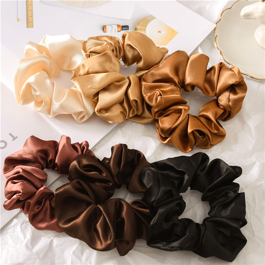 Set de Elásticos para Cabello de Satén - Círculo Grande Color Sólido - Image 10