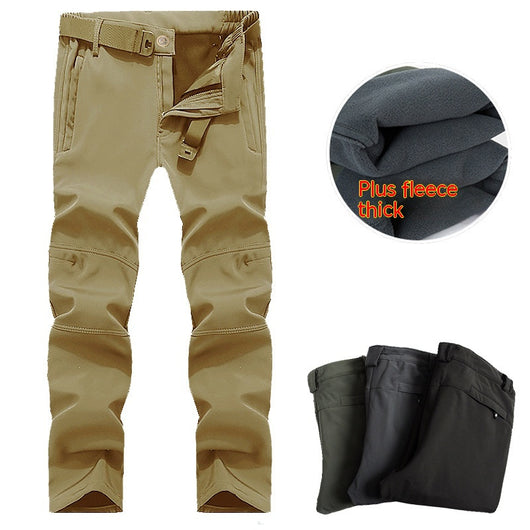 Pantalones Tácticos Soft Shell Hombre Talla Grande Forrados en Fleece para Senderismo - Image 6