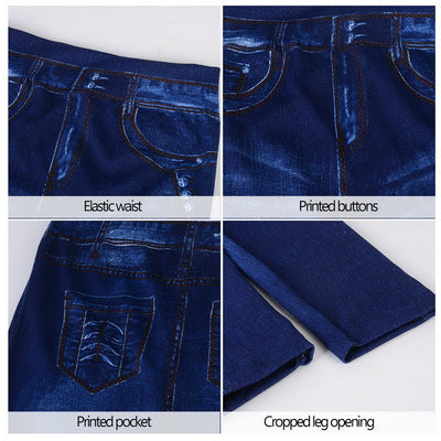 Leggings Ajustados con Estampado Denim y Detalles Calados - Image 8