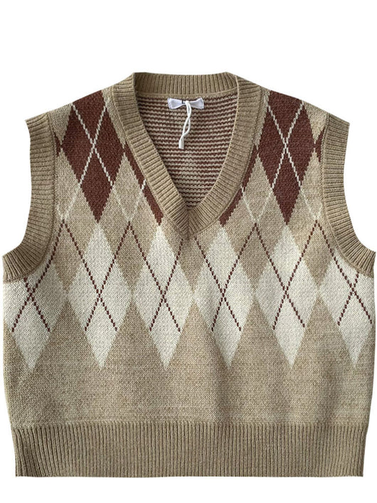 Chaleco V-Neck Retro Japonés Estilo Universitario Oversize - Image 3