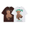 Playera Vintage con Estampado de Abecedario y Osito para Mujer
