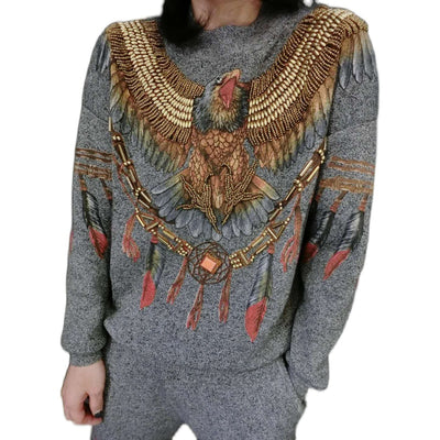 Conjunto Dos Piezas Tejido Pesado con Águila Estampada y Cuentas - Image 10