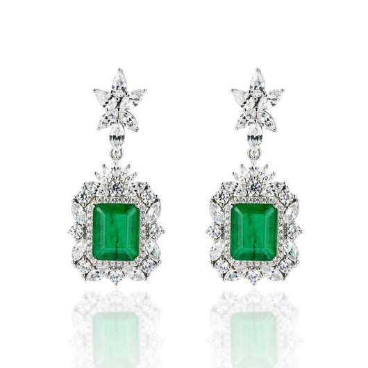 Conjunto de Aretes y Collar Rectangular en Plata con Esmeralda - Image 10