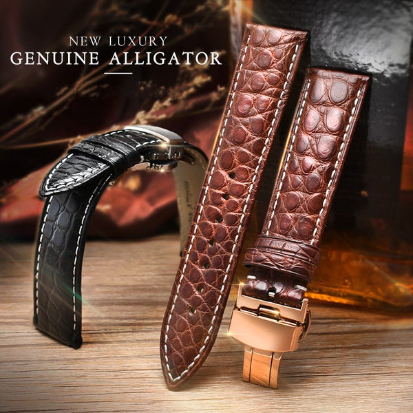 Correa de Reloj de Piel de Cocodrilo para Hombre y Mujer - Compatible con Mérdo