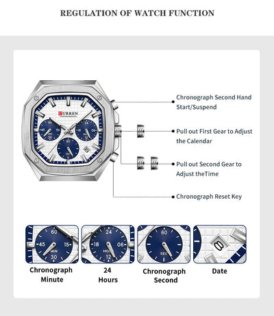 Reloj de Negocios Acero Inoxidable con Calendario de Seis Pines - Image 7