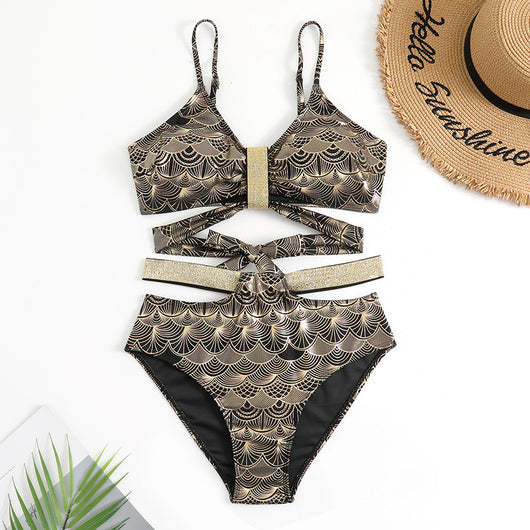 Bikini Bronceador de Cintura Alta con Abertura Lateral Estilo Europeo - Image 14