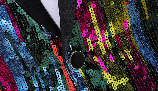 Blusa de Lentejuelas con Patrón Vertical Multicolor para Hombre - Image 15