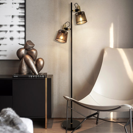 Lámpara de Pie Industrial Negra para Ambiente Hogar