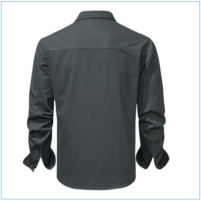 Camisa Polo de Manga Larga Algodón Lavado Tallas Grandes Hombre Color Sólido - Image 27