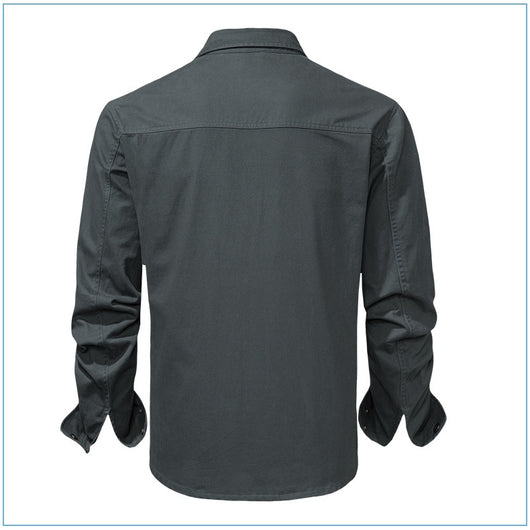 Camisa Polo de Manga Larga Algodón Lavado Tallas Grandes Hombre Color Sólido - Image 27