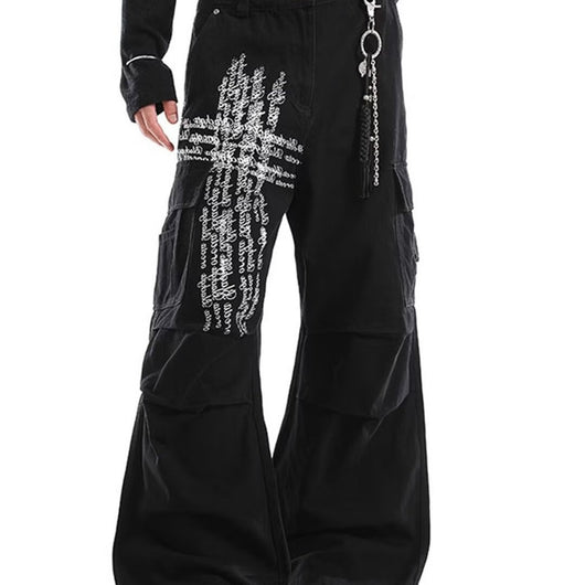Pantalones Vaqueros para Hombre con Diseño de Cruz y Detalles de Strass - Image 10