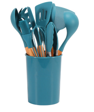 Set de 12 Utensilios de Cocina de Silicona con Mango de Madera - Espátulas Antiadherentes - Image 10