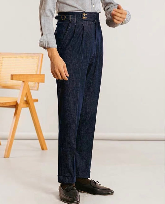 Jeans Neapolitanos de Algodón con Doble Pliegue para Hombre - Image 2