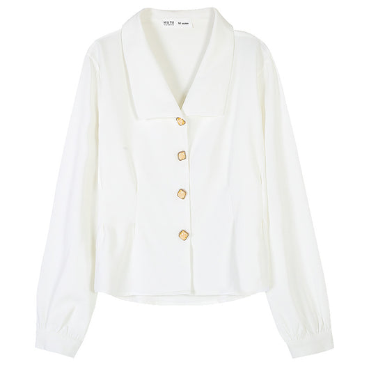 Blusa de Gasa con Cuello en V y Mangas Abullonadas - Image 3