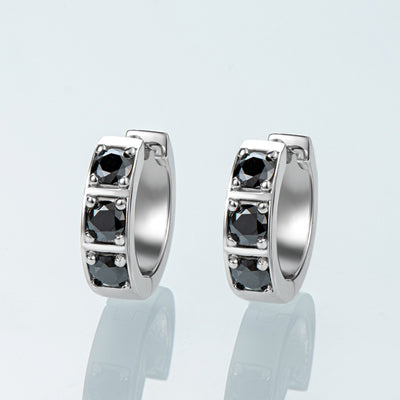 Aretes Hip Hop Moissanita Plata 925 Clip Negro y Blanco Elegante - Image 12