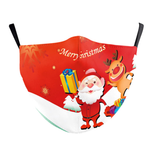 Christmas dust mask with a digital print of a black and white dog wearing a Santa hat and holding a candy cane. - Image 22