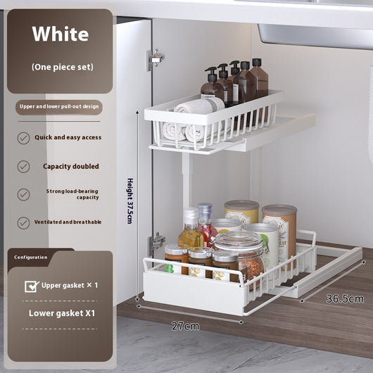 Organizador Extraíble para Fregadero con Estantes Ajustables y Almacenamiento Multiuso - Image 9